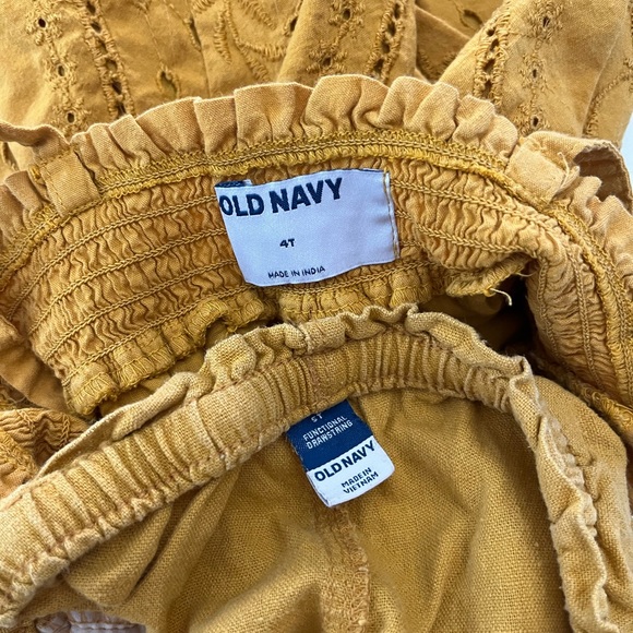Old Navy Yellow Linen Eyelet Matching Set, Size 4 - Picture 3 of 3